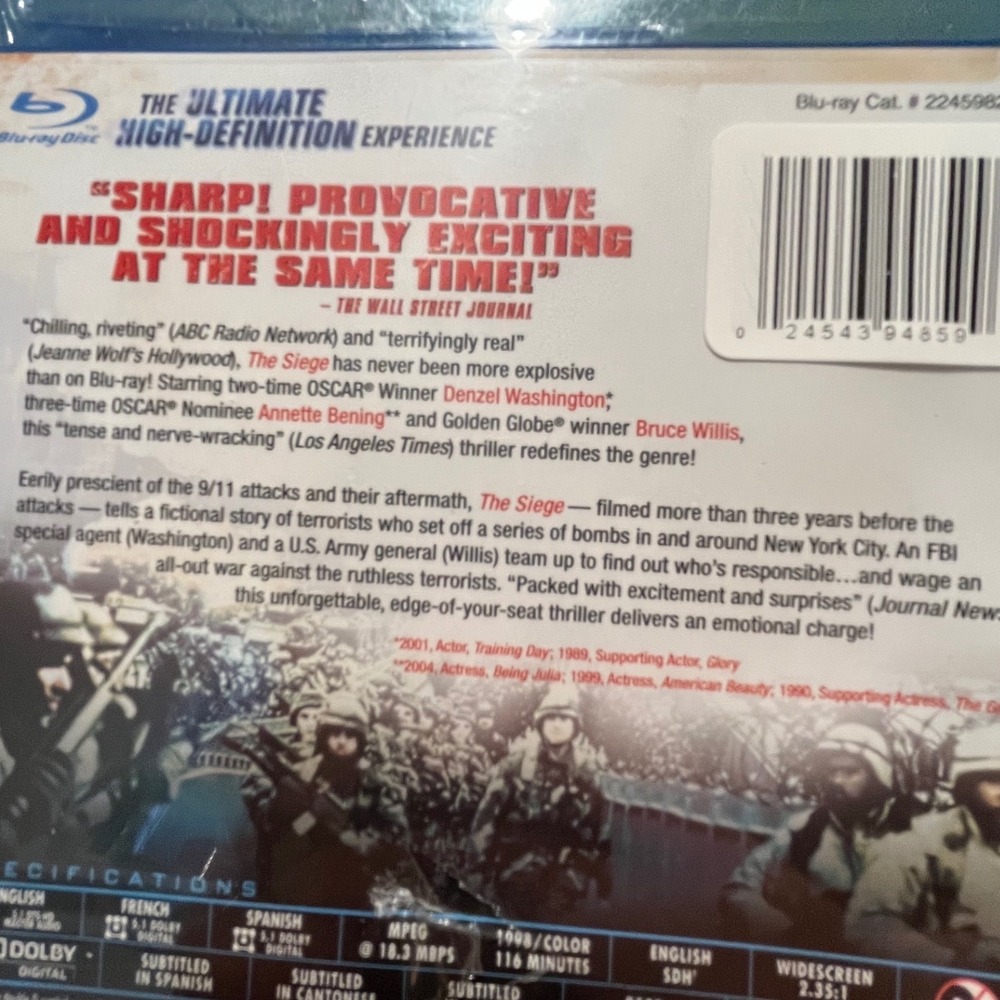 The Siege Blu-ray Denzel Washington Bruce Willis 1998 Action Thriller Widescreen - Picture 5 of 5
